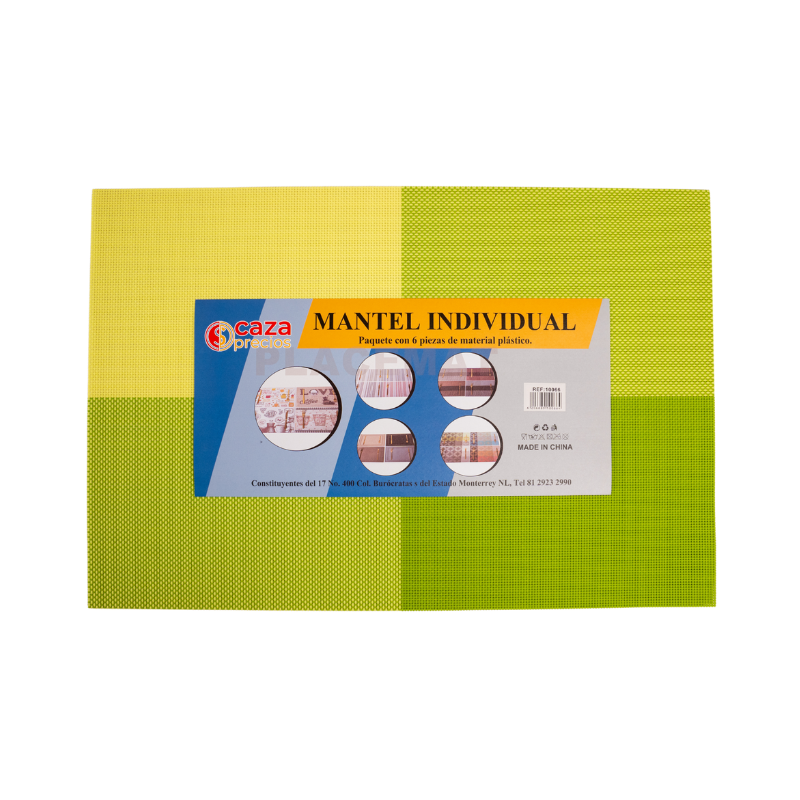 Mantel Individual Cuadros Verdes (6 Piezas)